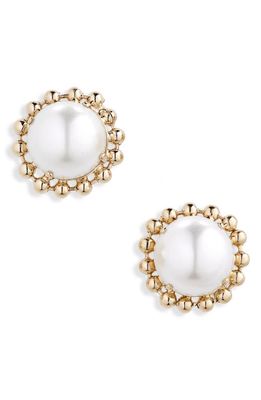 Carolina Herrera Imitation Pearl Stud Earrings in Pearl/Gold