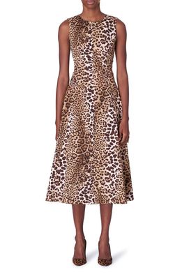 Carolina Herrera Leopard Print Stretch Cotton Dress in Multi-Color