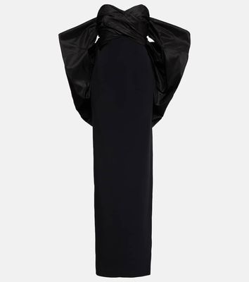 Carolina Herrera Off-shoulder hooded cape gown