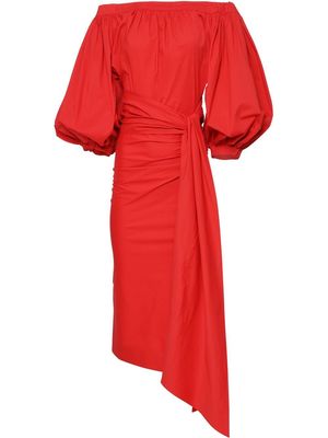 Carolina Herrera off-shoulder puff-sleeve dress - Red