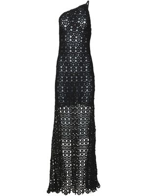 Carolina Herrera one-shoulder crochet silk dress - Black