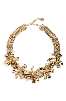 Carolina Herrera Orchid Charm Collar Necklace in Gold
