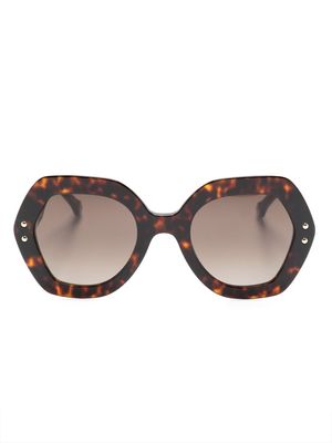 Carolina Herrera oversized geometric-frame sunglasses - Brown