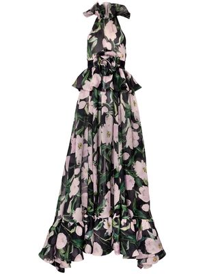 Carolina Herrera peplum-waist floral silk dress - Black