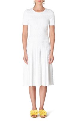 Carolina Herrera Pointelle Knit Pleated Dress in White