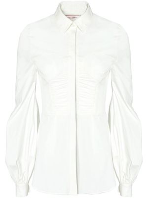 Carolina Herrera ruched-detail long-sleeved blouse - White
