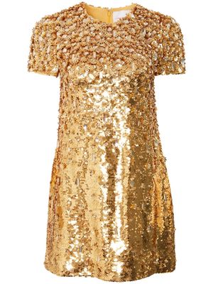 Carolina Herrera sequin-embellished short-sleeve minidress - Gold