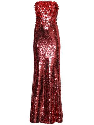 Carolina Herrera sequin-embellished strapless gown - Red