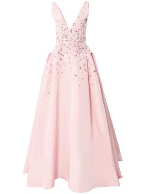 Carolina Herrera sequin-embroidered V-neck silk gown - Pink