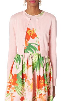 Carolina Herrera Silk & Cotton Crop Cardigan in Shell Pink