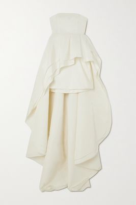 Carolina Herrera - Strapless Ruffled Tiered Silk-faille Gown - White