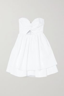 Carolina Herrera - Strapless Tiered Ruffled Cutout Moire-taffeta Mini Dress - White