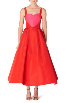 Carolina Herrera Sweetheart Neck Silk Faille Dress in Poppy Multi