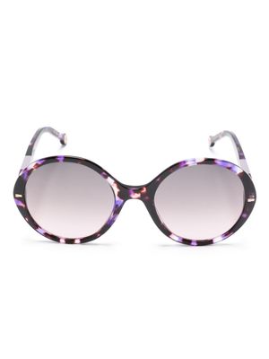 Carolina Herrera tortoiseshell-effect round-frame sunglasses - Purple