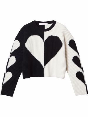 Carolina Herrera two-tone heart cashmere jumper - Black