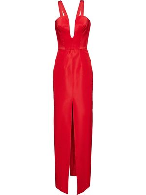 Carolina Herrera V-neck column dress - Red