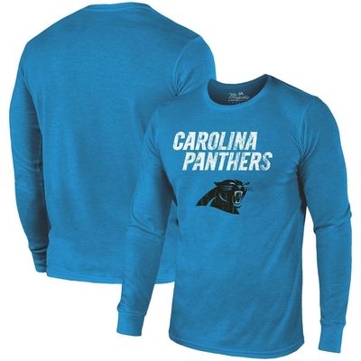Carolina Panthers Majestic Threads Lockup Tri-Blend Long Sleeve T-Shirt - Blue