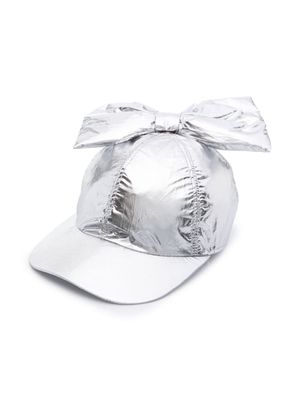 Caroline Bosmans oversize bow-detail metallic cap - Silver