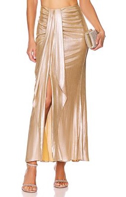 Caroline Constas Dorian Skirt in Metallic Gold