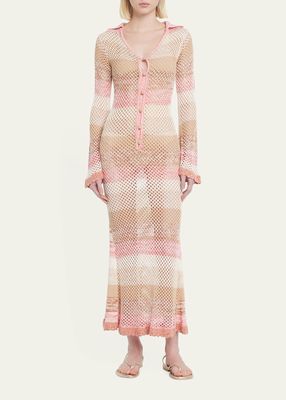 Caroline Cotton Crochet Maxi Polo Dress