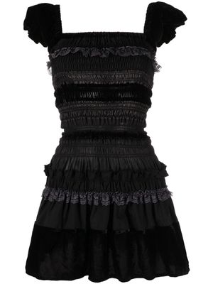 CAROLINE HU lace-detail cotton minidress - Black