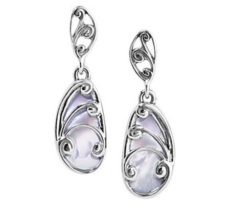 Carolyn Pollack Sterling Mother-of-Pearl Butter fly Earrings