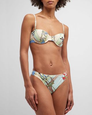 Carousel-Printed Underwire Bikini Top