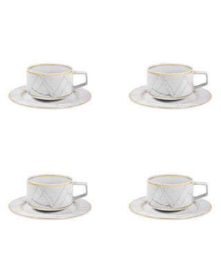 Carrara Teacups And Saucers, Set of Four