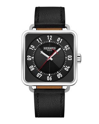 Carre H Watch, Stainless Steel & Leather Strap