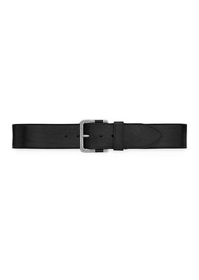 Carree Buckle Wide Belt in Vegetable-tanned Leather