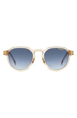 Carrera Eyewear 50mm Round Sunglasses in Beige/Blue Shaded
