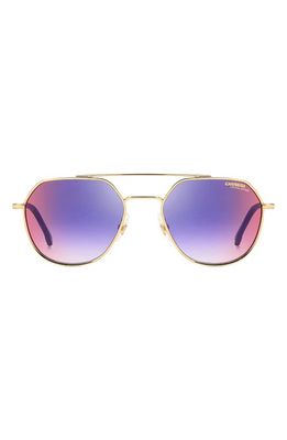 Carrera Eyewear 53mm Gradient Round Sunglasses in Black Gold B/Blue Sf Red 