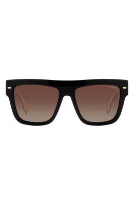 Carrera Eyewear 55mm Flat Top Sunglasses in Black White/Brown Polar