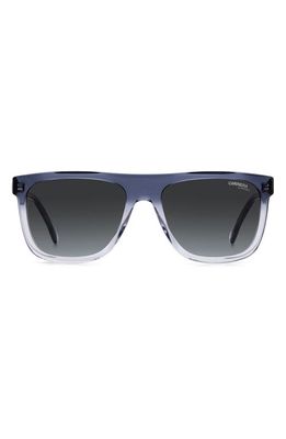 Carrera Eyewear 56mm Rectangular Sunglasses in Blue Shaded /Grey Shaded Blu