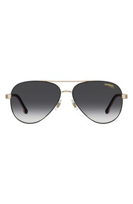 Carrera Eyewear 58mm Aviator Sunglasses in Black Gold/Grey Shaded