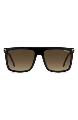 Carrera Eyewear 58mm Flat Top Rectangular Sunglasses in Black /Brown Gradient