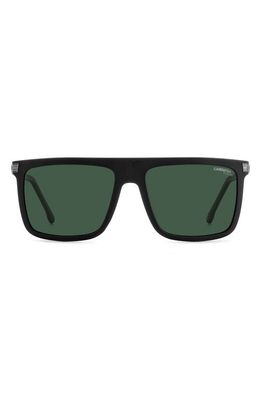 Carrera Eyewear 58mm Flat Top Rectangular Sunglasses in Matte Black /Green Polarized