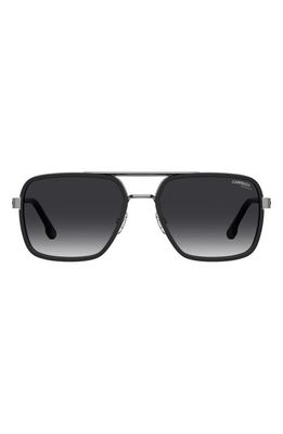 Carrera Eyewear 58mm Gradient Aviator Sunglasses in Ruthenium Black/Grey Shaded