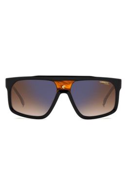 Carrera Eyewear 59mm Flat Top Sunglasses in Black Horn/Brown Blue Mirror