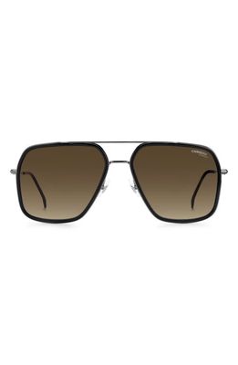 Carrera Eyewear 59mm Gradient Rectangle Aviator Sunglasses in Black /Brown Gradient