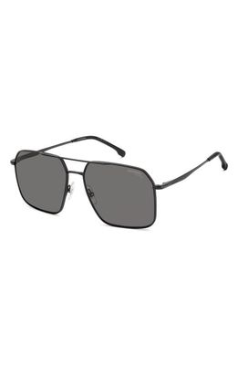 Carrera Eyewear 59mm Polarized Aviator Sunglasses in Matte Black/Gray Polar 