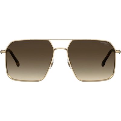 Carrera Eyewear 59mm Polarized Gradient Square Sunglasses in Gold Brown Havana/Brown Polar 