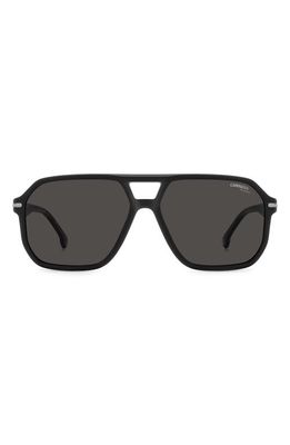 Carrera Eyewear 59mm Polarized Rectangular Sunglasses in Matte Black/Gray Polar
