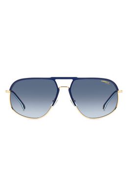 Carrera Eyewear 60mm Aviator Sunglasses in Blue Gold/Blue Shaded