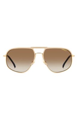 Carrera Eyewear 60mm Aviator Sunglasses in Gold/Brown Shaded Ar