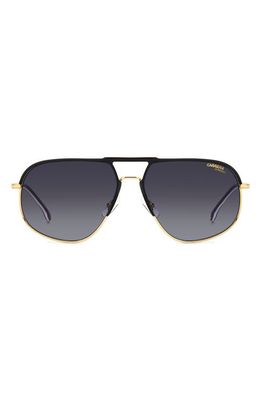 Carrera Eyewear 60mm Aviator Sunglasses in Matte Black Gold/Grey Shaded