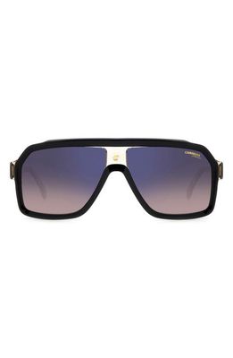 Carrera Eyewear 60mm Gradient Polarized Rectangular Sunglasses in Black Beige/Brown