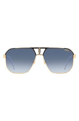 Carrera Eyewear 62mm Oversize Navigator Sunglasses in Black Gold/Blue Shaded