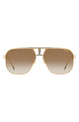 Carrera Eyewear 62mm Oversize Navigator Sunglasses in Gold/Brown Shaded