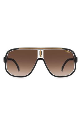 Carrera Eyewear 63mm Oversize Rectangular Navigator Sunglasses in Black Gold/Brown Gradient